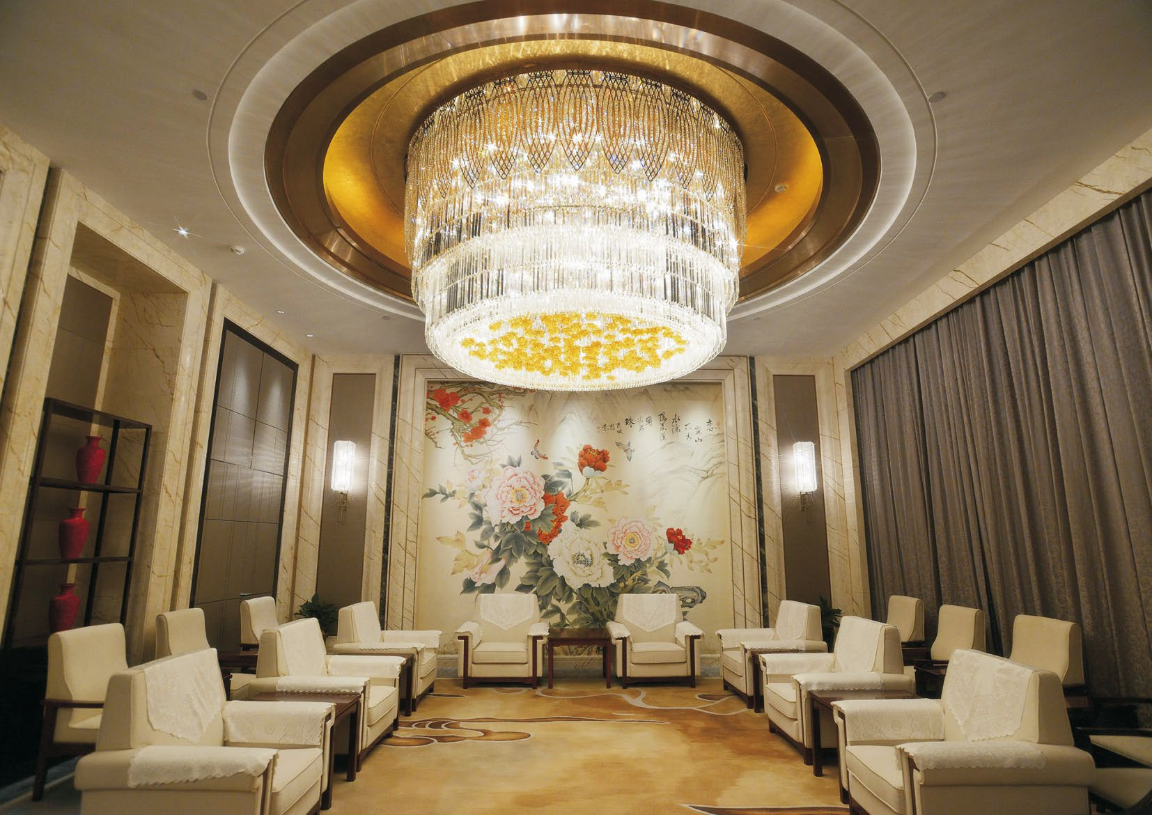 Customized Large Foyer Chandelier K9 Crystals Pendant Lighting Fixture Boat Style