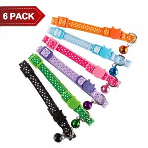 China 6 PCS Spots Breakaway Cat Collar With Bell , Adjustable Cat Collar Fit Kitty Puppy on sale