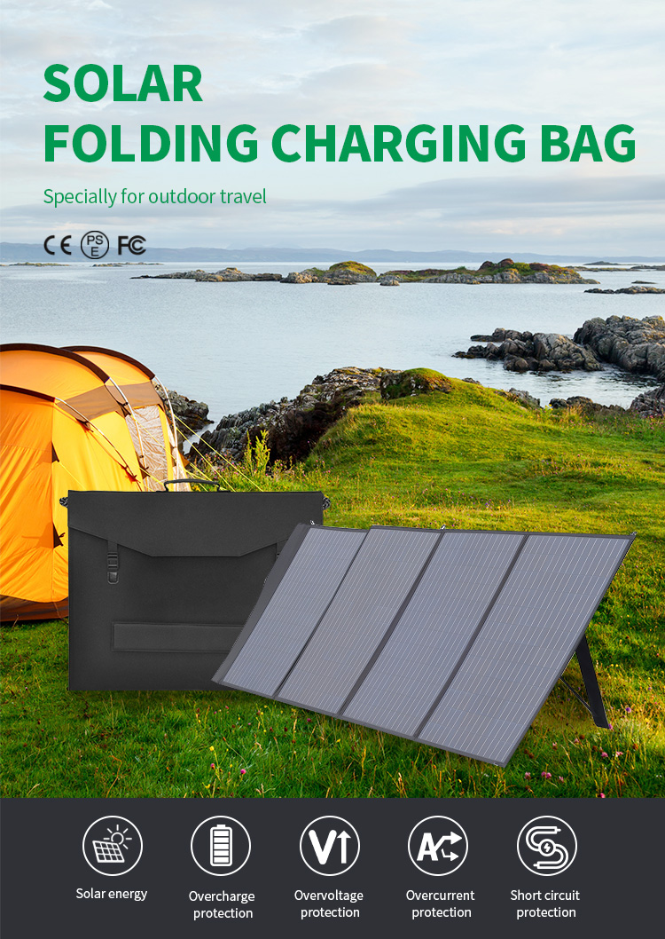 Portable Folding Mono Solar Charger 200W Foldable With 2 USB Outputs For 18v Power Station