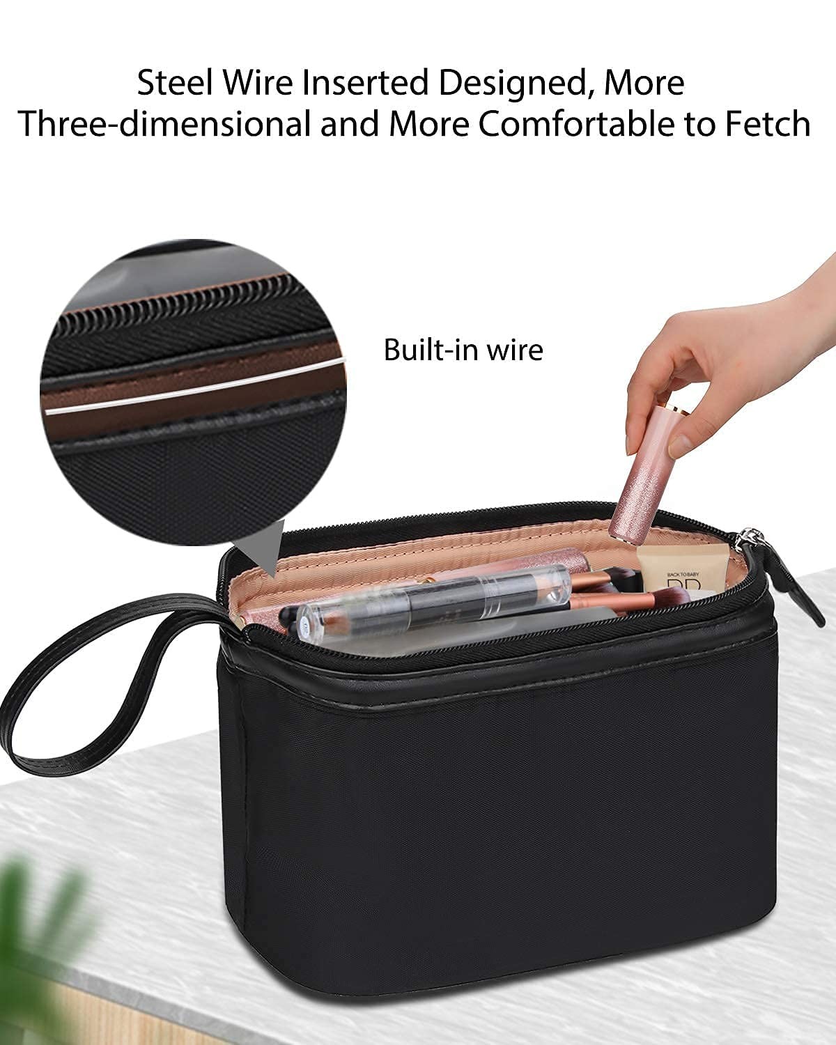 Wholesale Custom Waterproof Nylon Makeup Travel Cosmetic Pouch Bag with pockets