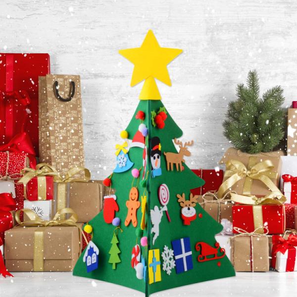 Custom Logo Christmas Tree Craft , 3D DIY Felt Christmas Ornament Crafts For