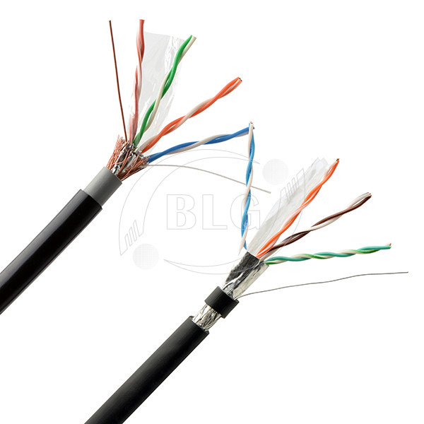 SF / UTP Shielded Black Cat5e Lan Cable Exterior Installation PE Sheath