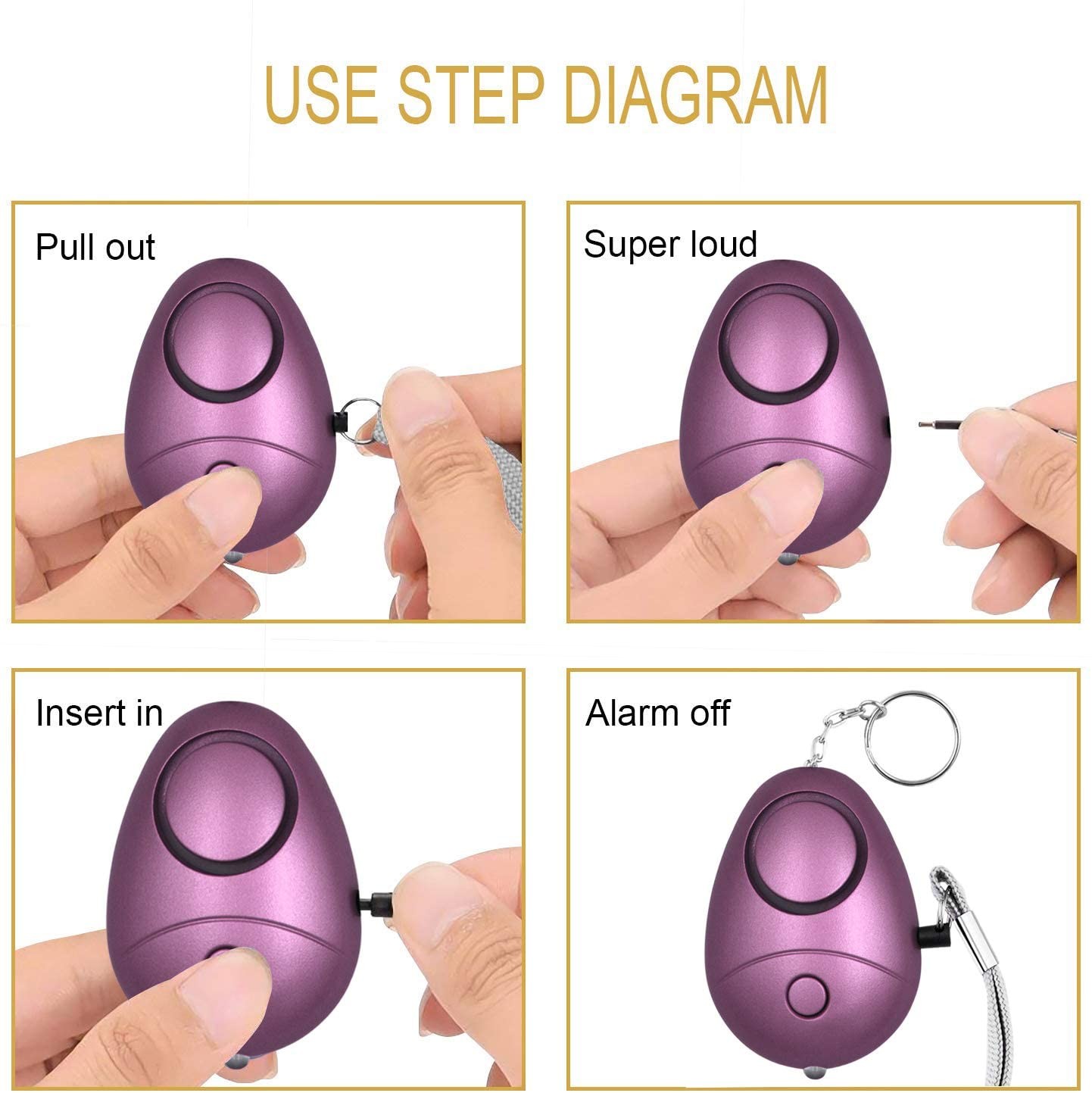 SOS Keychain 140DB 110mA Super Cute Personal Safety Alarm For Elderly Women Men Children