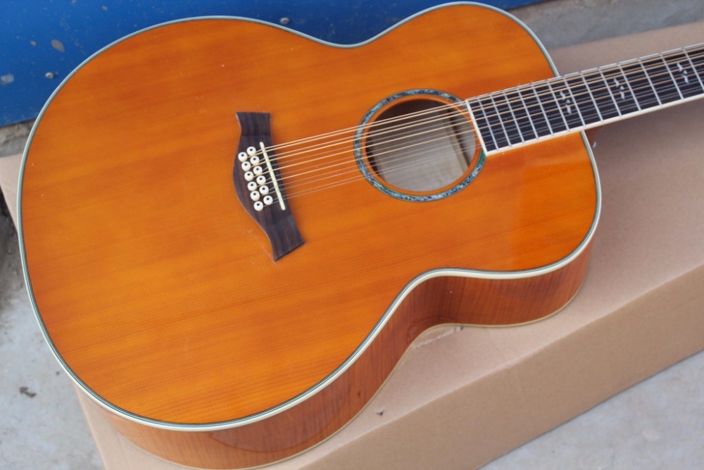 12 strings blond acoustic guitar TY 12 strings 814 acoustic electric guitar round body 814ce guitar