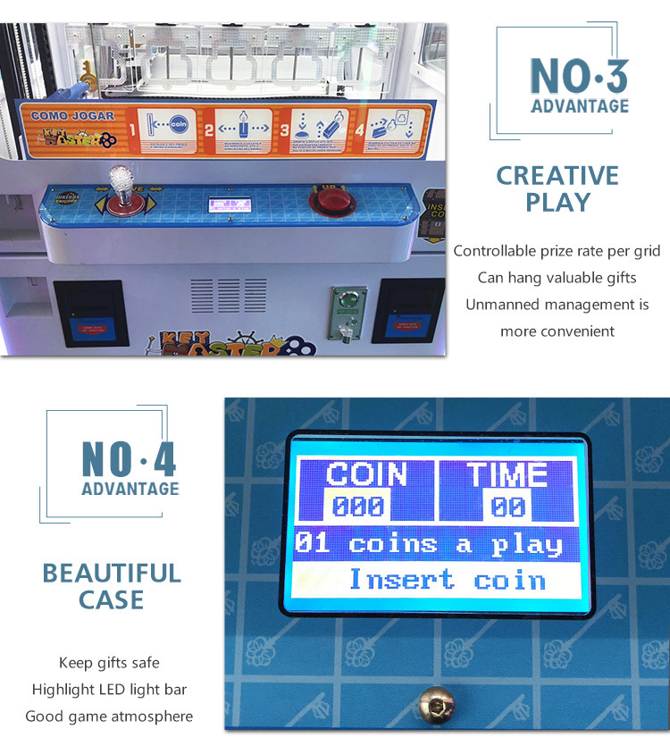 Mini Key Master Prize Vending Machine Newest Design Push Win Gift Game Machine 9 Hole