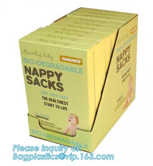 plastic t-shirt shape bag/ diaper sack bag with powder scent, biodegradable custom baby disposable diaper nappy bag, pac