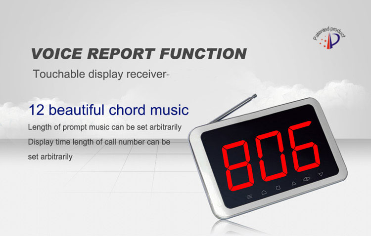 China manufacturer wireless calling equipment with 1 key service caller and touchable display receiver