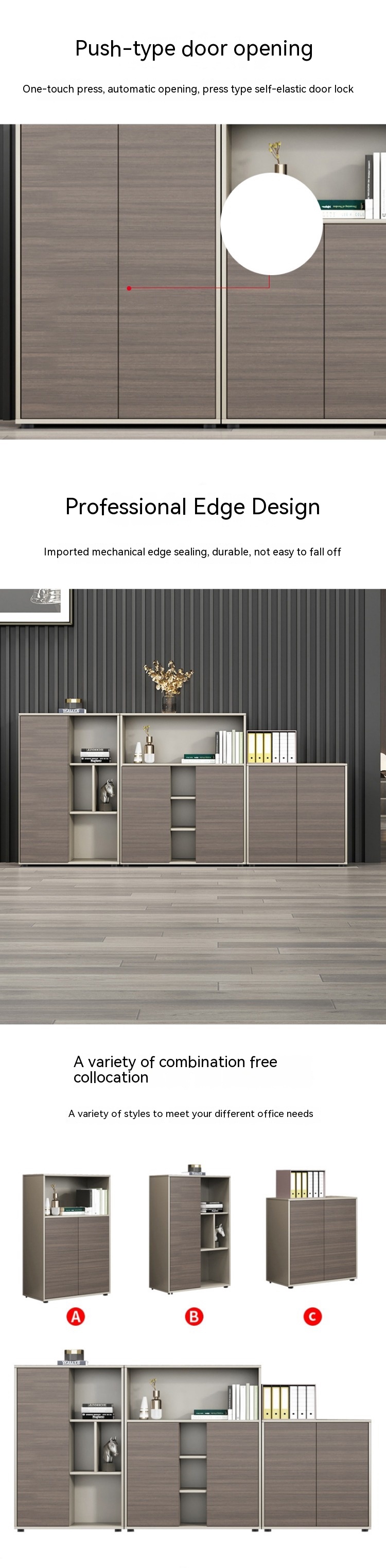Correc Assembled Wooden Office File Cabinet Greenery Low Cabinet for Pantry Lounge Storage