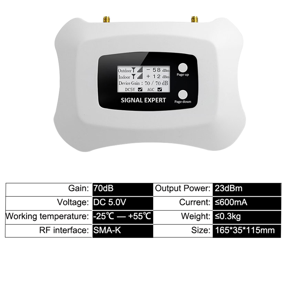 2G Mobile 900MHz Cell Phone Signal Repeater LCD Real Time Display