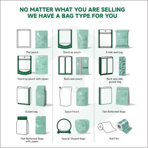 Custom Reusable Food Grade Stand up Pouch Flat Square Bottom Side Gusset Matt