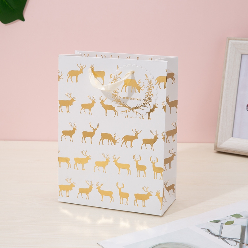 Customized gold foiled logo paper gift shopping bag