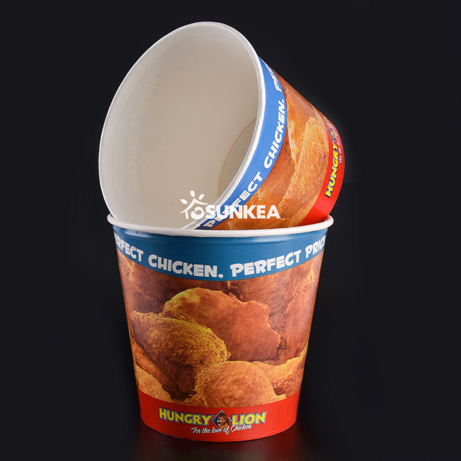 Single Wall Disposable Paper Popcorn Bucket Branded 32oz 46oz 64oz