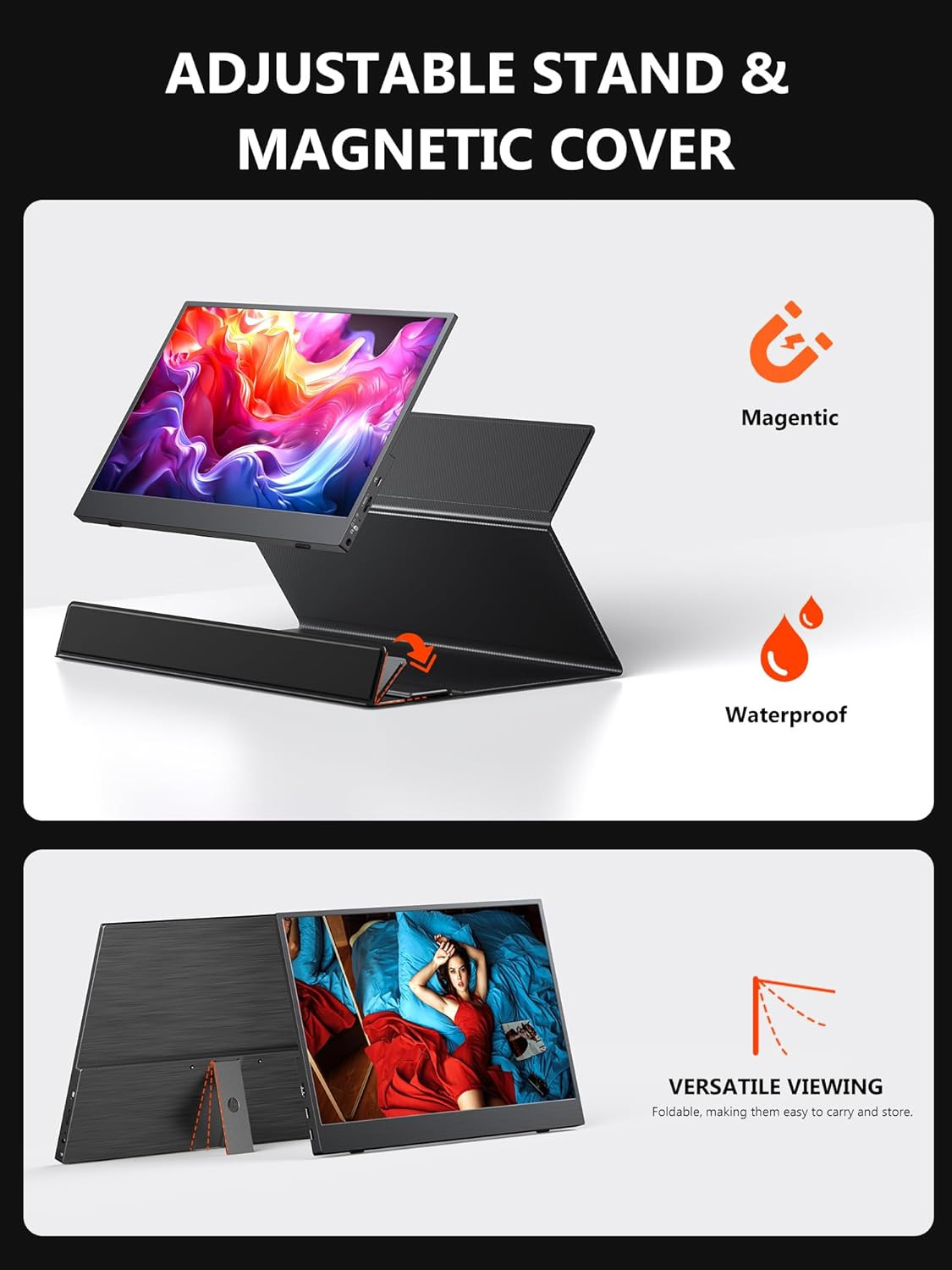 4K 13.3" UHD IPS Portable Laptop Monitor Dual USB C HDMI Computer Gaming Display