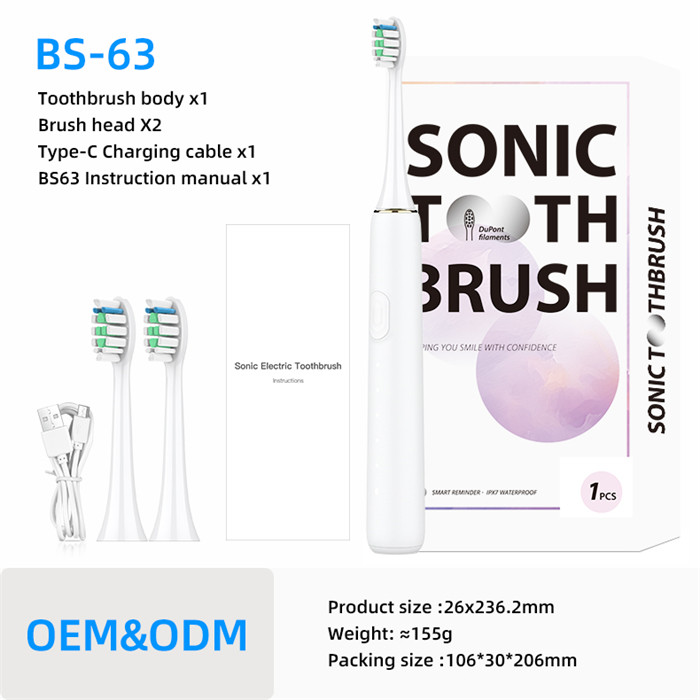 5 Modes Dupont Bristle Adult Sonic Toothbrush Wireless Electric Toothbrush BS63