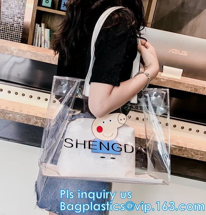Fashion Women handbag Transparent PVC Clear Beach single shoulder bag,woman handbag, PVC handbag ladies women tote bag