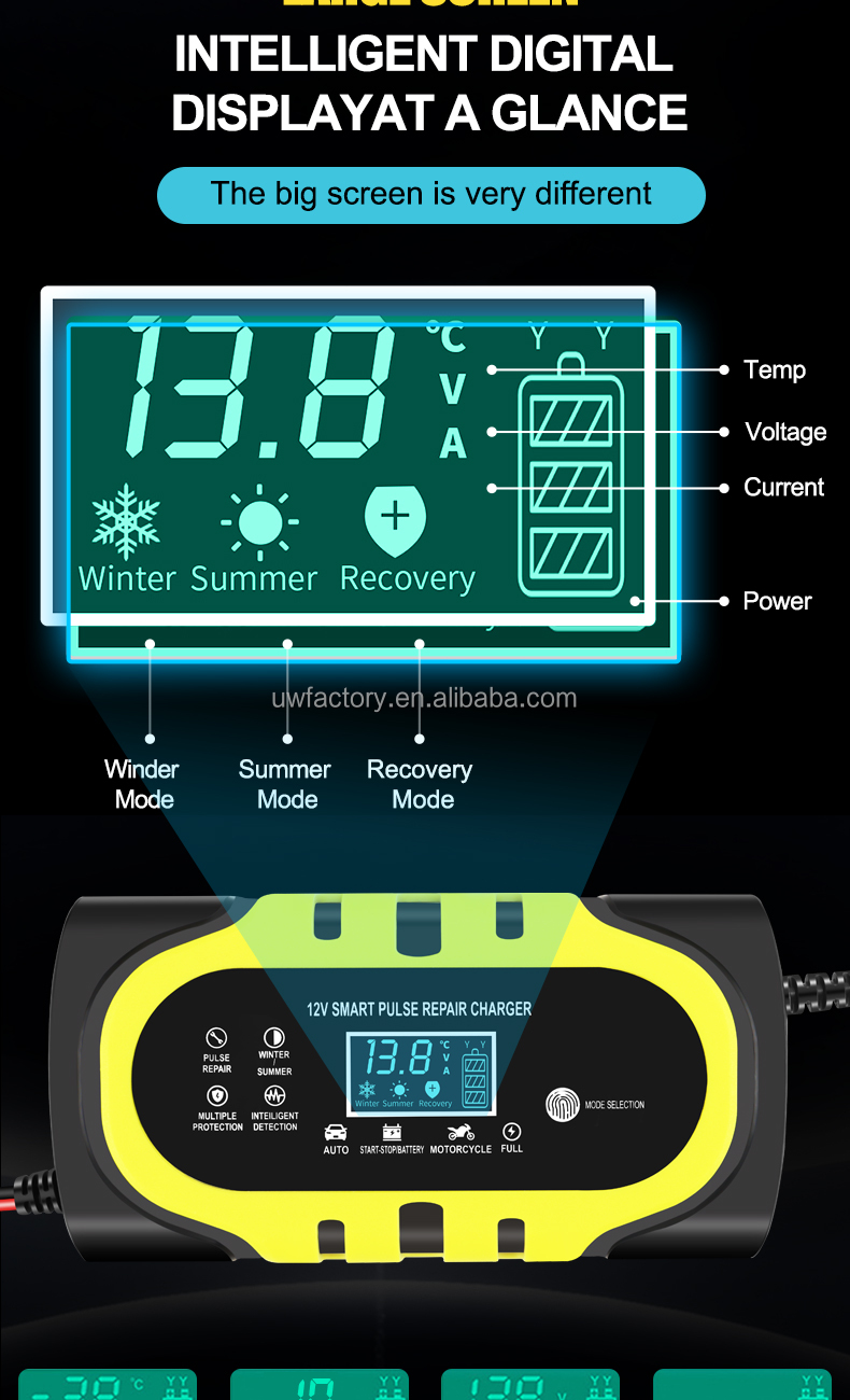 Automatic Maintainer 12V10a 12v20a 12v 30a Smart Charging Pulse to Repair Battery Charger with Overcurrent Protection