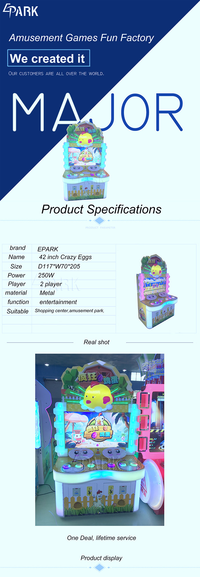 Kids Crazy Eggs Coin Operated Lottery Ticket Redemption Arcade Game Machine