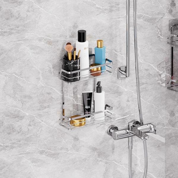 Stainless Steel Bathroom Organizer Wall Mounted Shower Caddy Suction Cup Iron