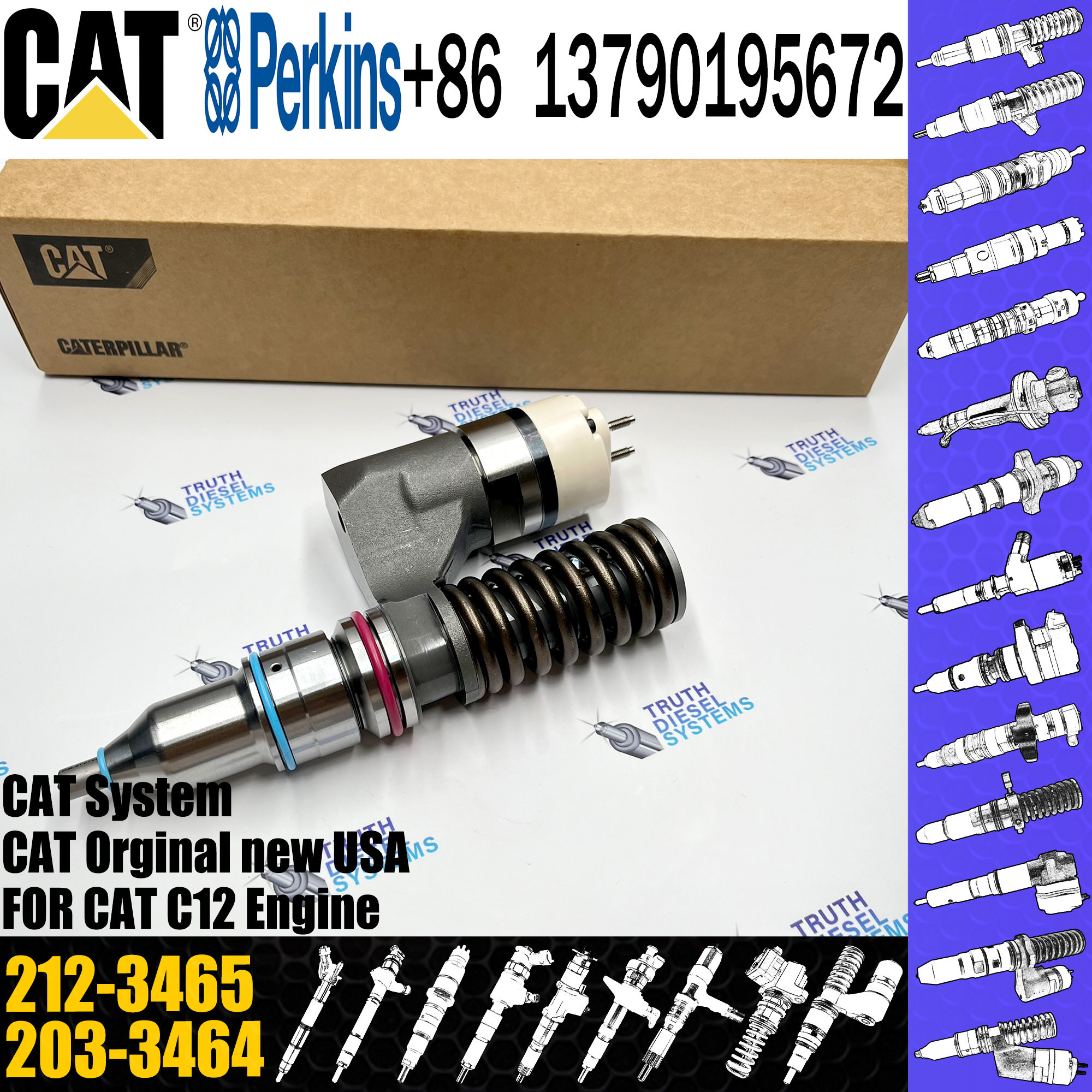 Diesel Engine Parts Fuel Injector 10R-0961 212-3465 212-3465 203-3464 212-3468 317-5279 For 3056E Engine