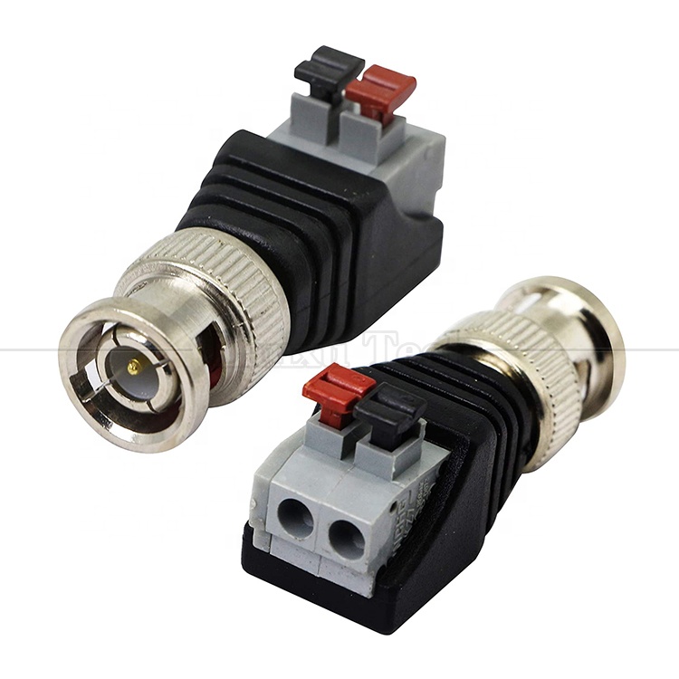 Solderless Screw Terminal 2 Pin Press Button BNC Male Female Connector Power Adapter for CCTV Camera