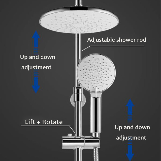 Three Function Bath Shower Mixer Set Copper Alloy Adjustable Descaling Shower Set
