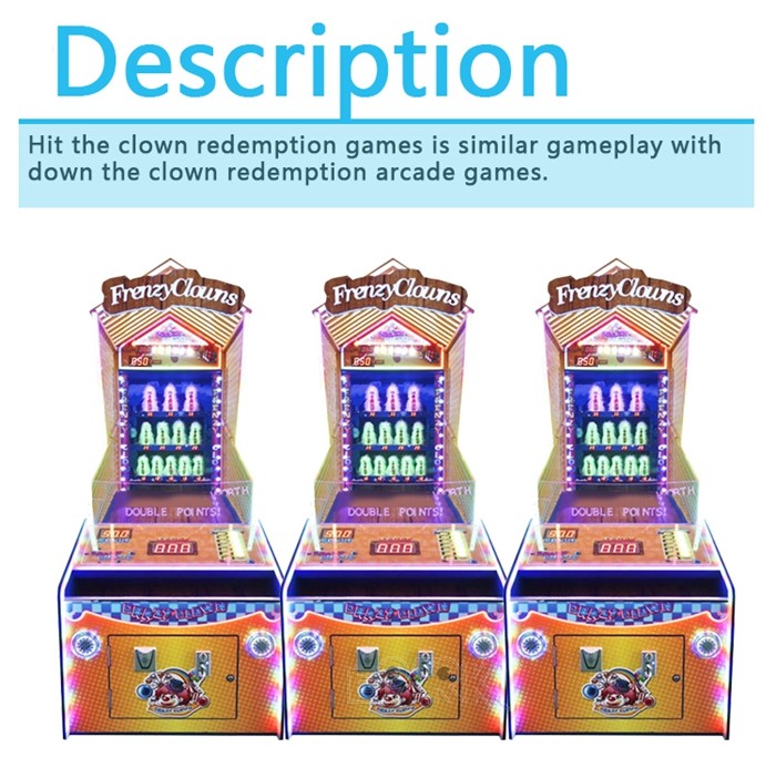 1 Player Redemption Game Machine Clown Frenzy II Thowing Ball Lottery Game