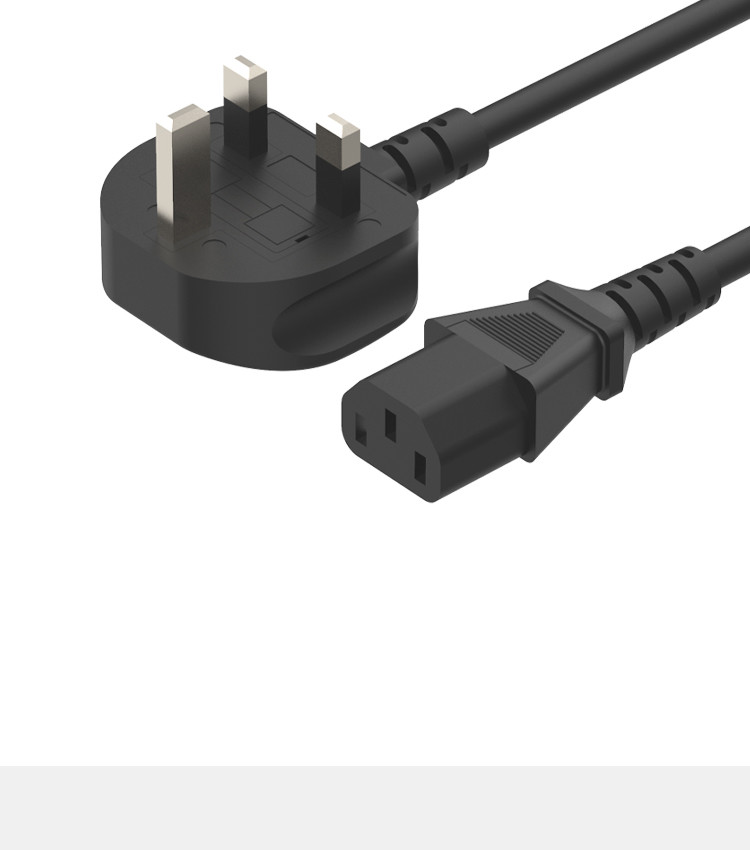 AC BS1363 3 Pin Power Cord Cable Plug PVC Jacket Male To IEC C13 Female