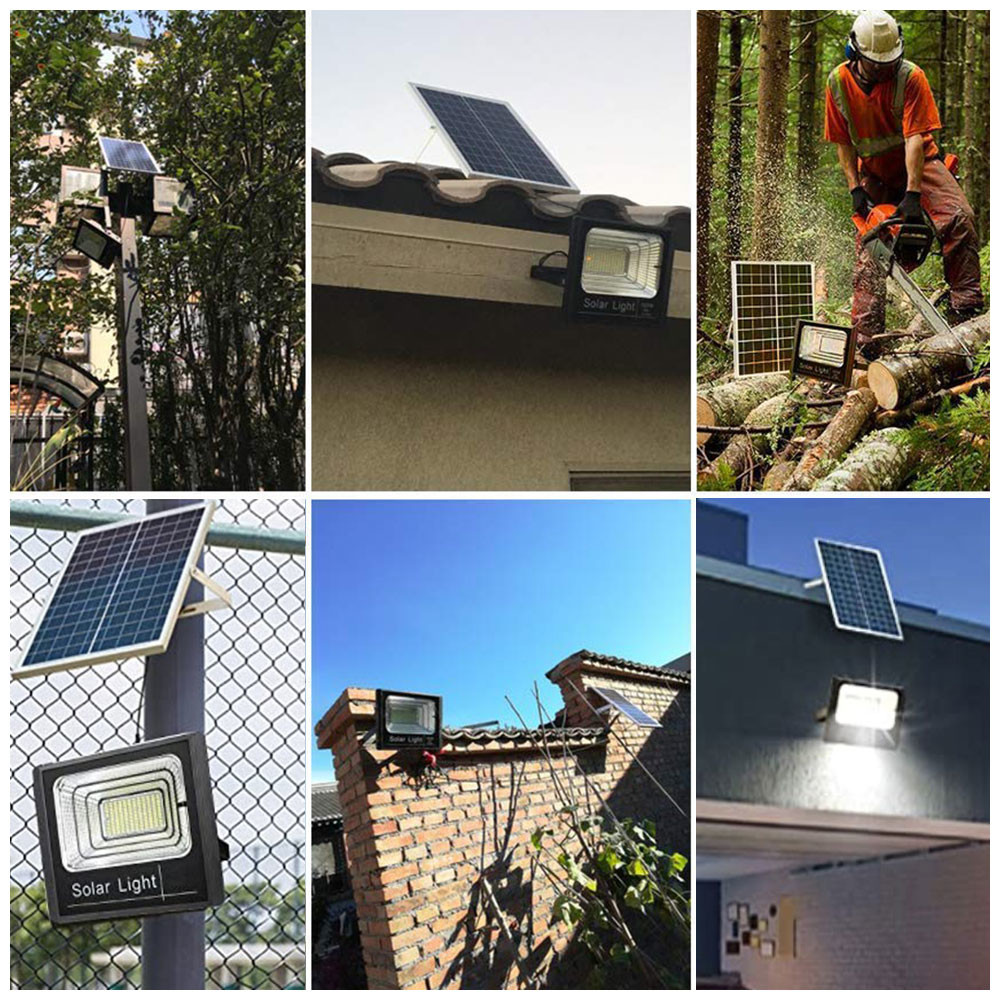 200W IP67 waterproof solar powered outside security lights led floodlight