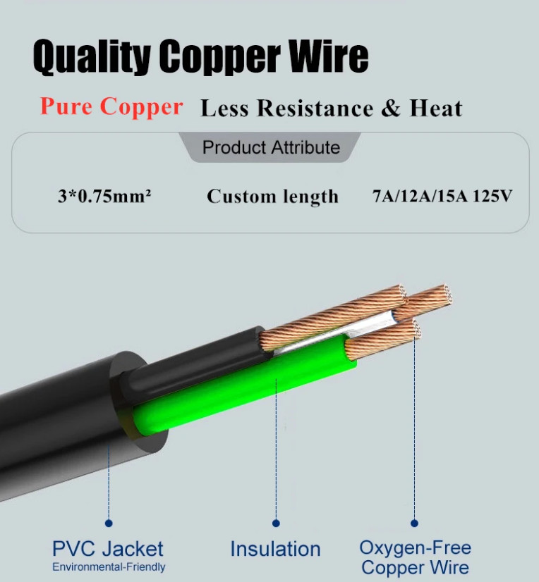 Heng-well Wholesale Europe 3 Pin Plug to IEC 320 C13 Power Cord Set PVC 1.8M 1800m m Black Power Extension Cable
