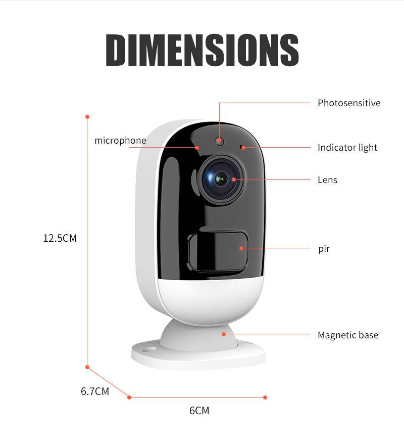Glomarket Smart Home Wifi Wireless Camera Low Power 3MP Solar Battery Hd Night Vision WIFI Baby Audio Monitor Camera