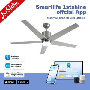 High Speed 5 Blades Ceiling Fan With Light DC Motor Silver Modern