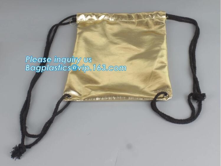 Custom Name Stamping PU Leather Drawstring Bag With Handle Waterproof Promotional Black Drawstring Bag Promotional Detai