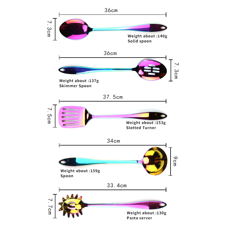 Colorful 5 PC Stainless Steel Cooking Tools Kitchen Utensil Cookware Sets Kitchen Accessories