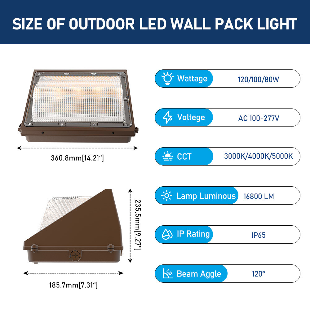 10400Lm 130Lm/W Outdoor Wall Lamp Light IP65 Industrial Style Wall Light