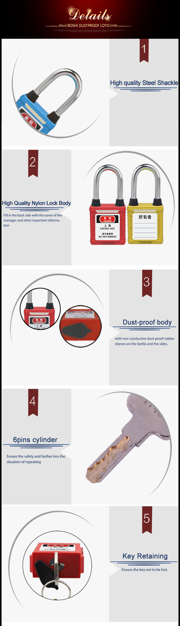 lockout dust-proof safety alike keyed padlock