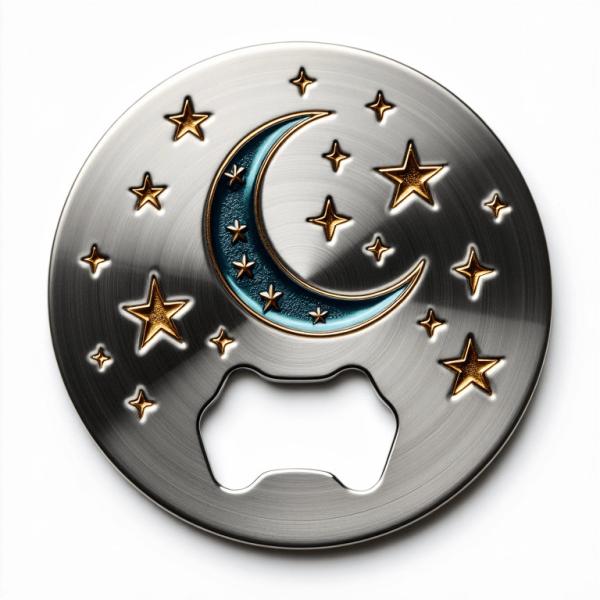 Functional Stylish Metallic Coaster With Bottle Opener Perfect For Casual Get