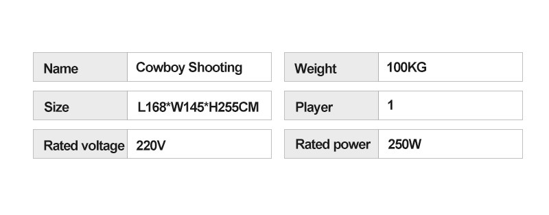 Classic Retro Cowboy Shooting Arcade Machines 250W For Two Players