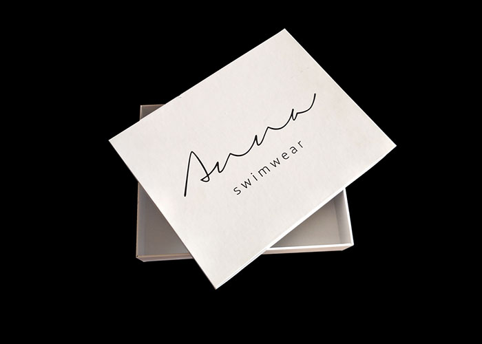 White Lid And Base Boxes , Collapsible Boxes With Lids Swimwear Packaging