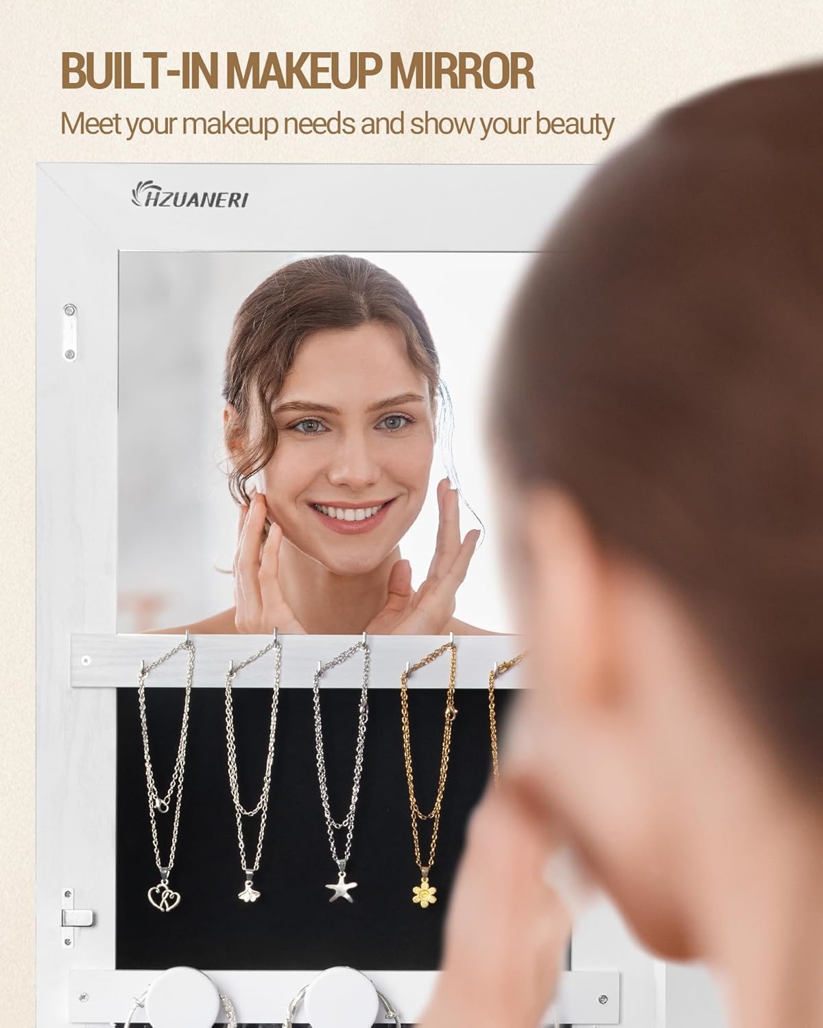 Wood Full Length Mirror Cabinet Frameless Mirror Jewelry Cabinet Modern