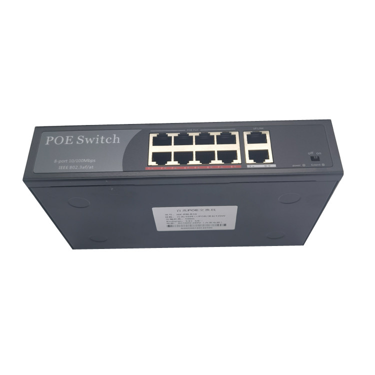 HK-8F 8 ports 100m PoE switch with 2 100m uplink