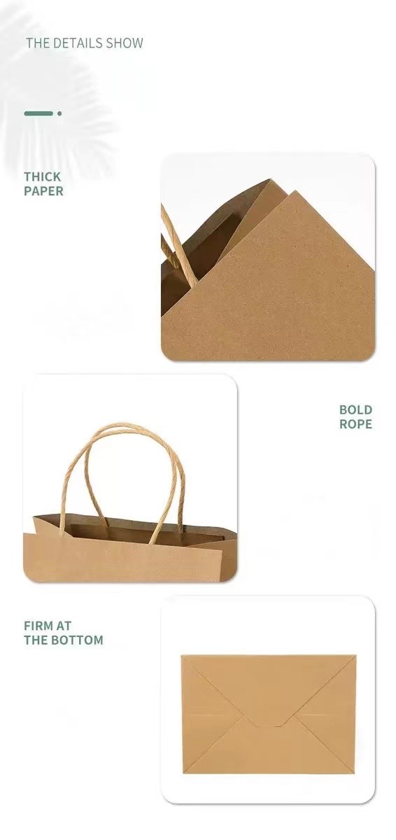 White Brown 250gsm Kraft Printed Paper Shopping Bags With Handles