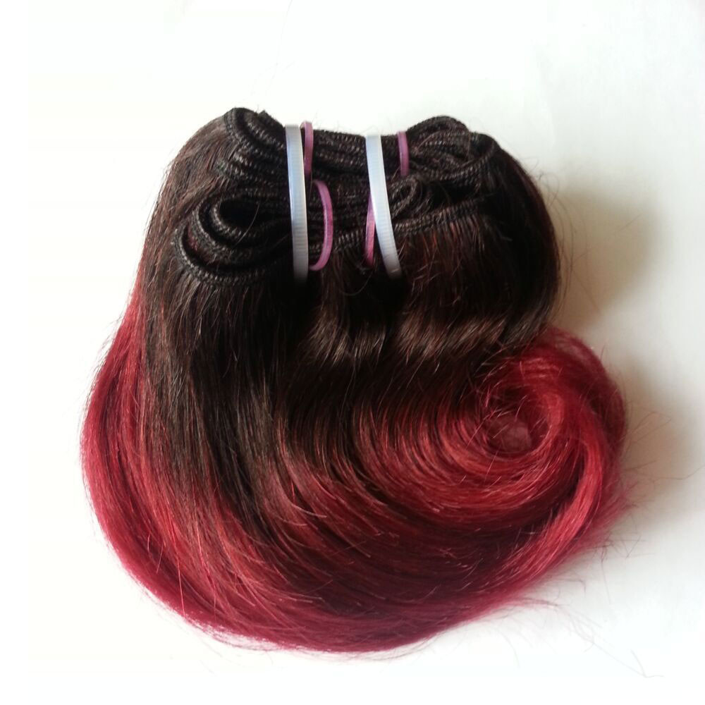 8 Inches Wholesale Ombre 1B/99J Curl Brazilian Hair Snail Weave
