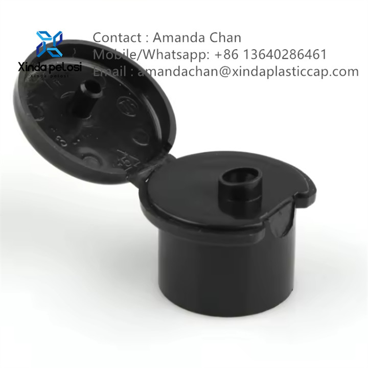 Cosmetic Packaging Black Plastic Smooth Screw Flip Top Cap For Shampoo Bottle