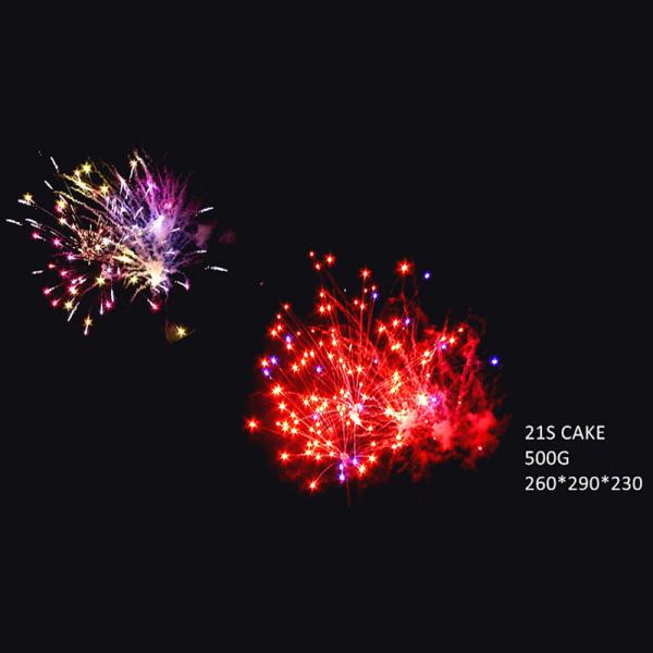 21 Shots 500G Consumer Cake Firework Chinese Wholesale Export Pyrotechnic For