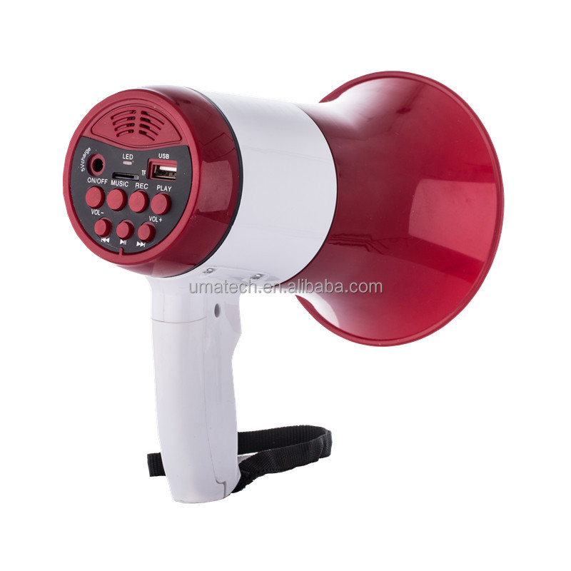 30W Rechargeable USB/TF Handheld Megaphone Blue-White/Red-White Reach Outdoor up to 500m