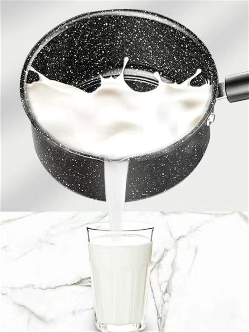Wholesale 16cm Non Stick Granite Maifan Stone Classic Kitchen Soup Pot Black Milk Pot Sauce Pan With Glass Lid