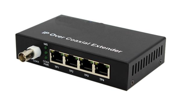 10 / 100M PoE over Coaxial Extender Ethernet and POE over Coax 4 Ethernet Ports