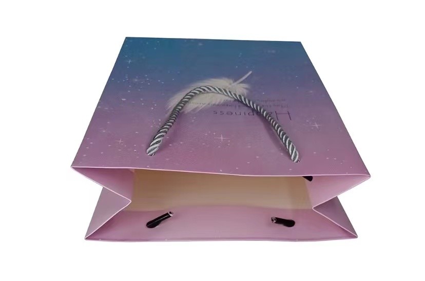 27cm*20.3cm*11cm Gravure Printing Cosmetic Paper Bags With Button