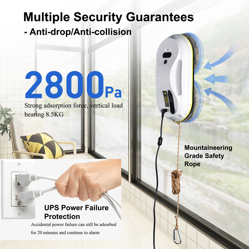 80W Powerful Automatic Smart Vacuum Cleaner Window Cleaning Robot for Household Industry