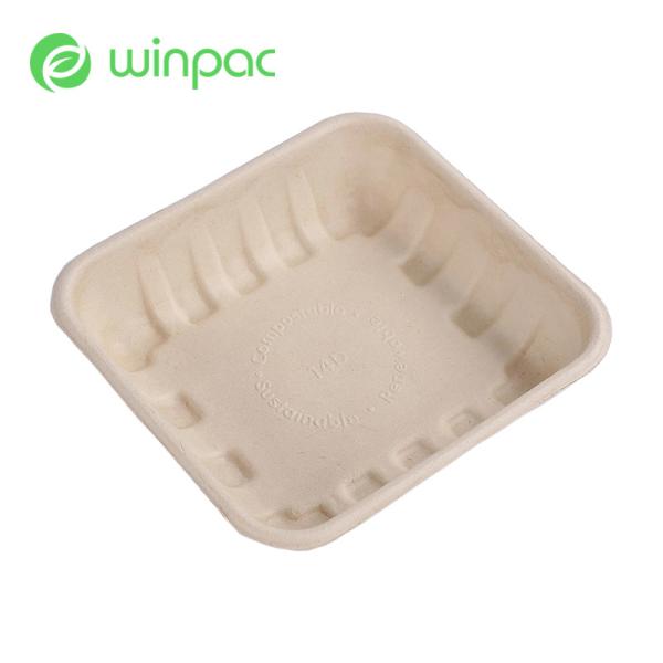 140ml Disposable Biodegradable Ugarcane Bagasse Tray For Food Vegetable Paper